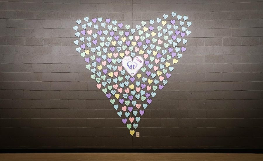 The+Heart+of+Hearts+is+found+on+the+wall+of+F+stairwell.+Many+students+and+staff+members+have+admired+their+names+up+on+the+wall.+