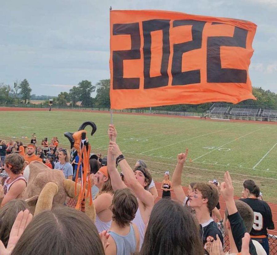 Class+of+2022+competes+in+spirit+competition+during+the+outdoor+Homecoming+pep+rally.+Photo+taken+by+Faith+Huber.
